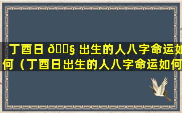 丁酉日 🐧 出生的人八字命运如何（丁酉日出生的人八字命运如何）